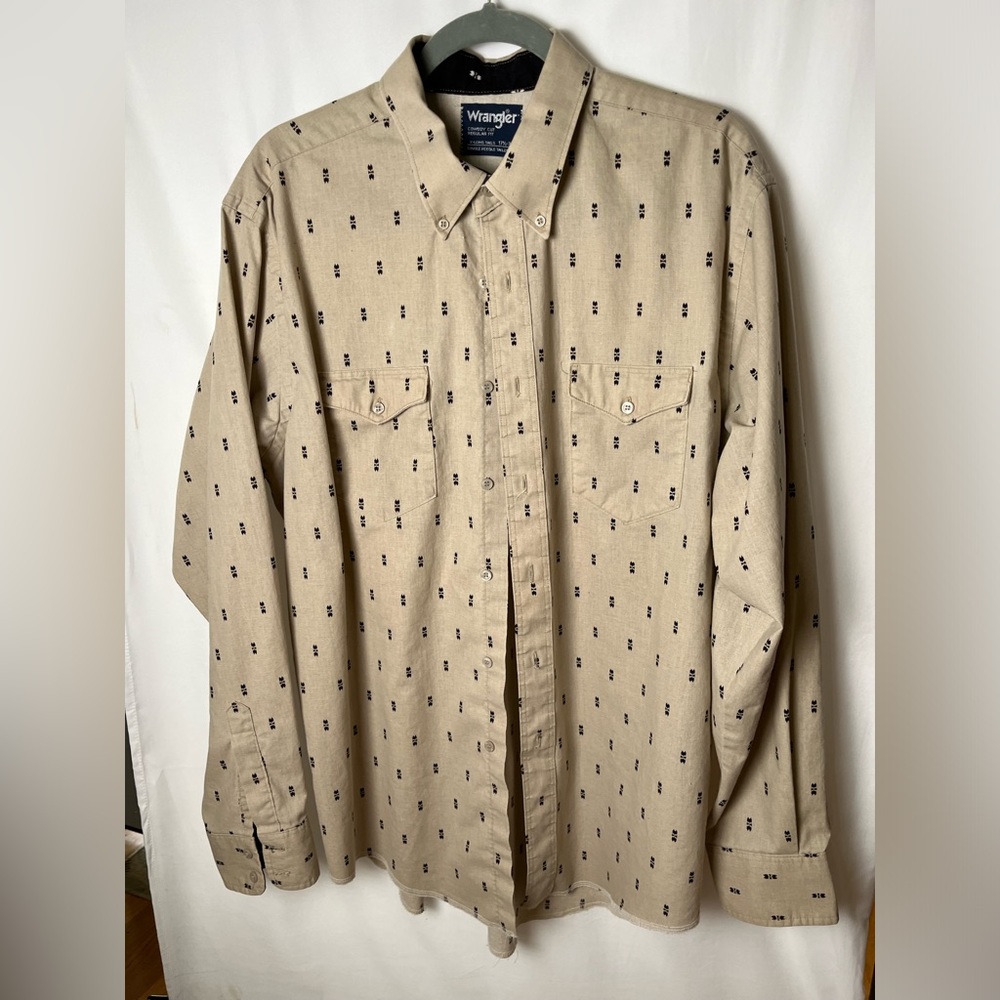 Wrangler, cowboy, cut regular fit, long sleeve dress casual shirt, 17.5,36